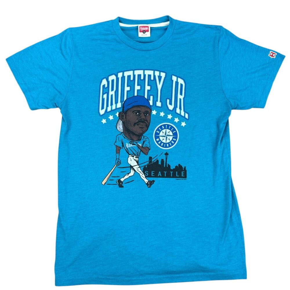 HOMAGE Ken Griffey Jr Seattle Mariners T Shirt Mens Medium Blue Graphic Tee Y2K